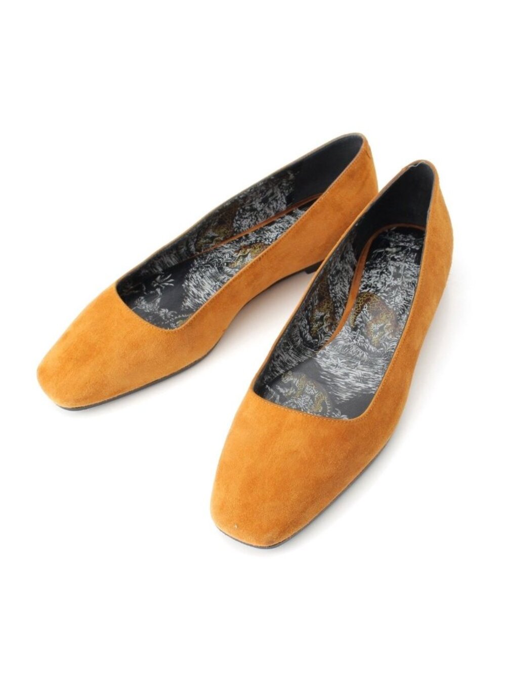 Hermes Suede Insole Print Flat Pumps Shoes Brown